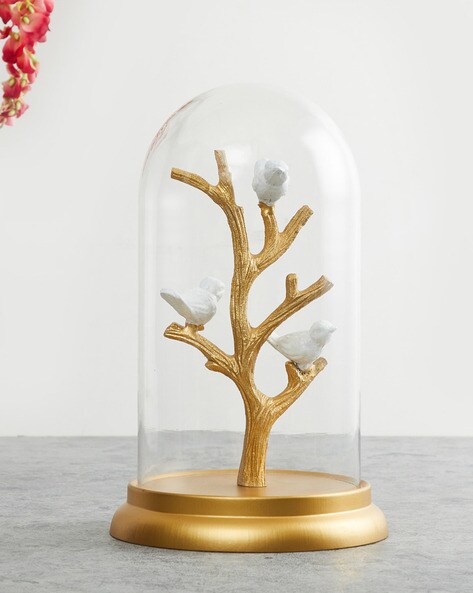 Metal Bird Cloche Table Accent