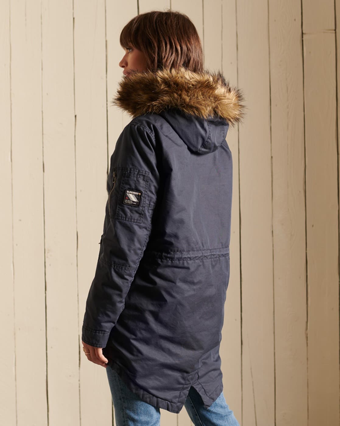 Military Fishtail Parka Jacket with Drawstrings