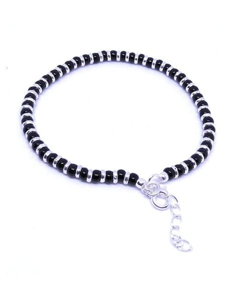 Buy Silverwala 92.5 Exclusive Nazariya 925 Sterling Silver Bracelets Kada  Bangle Nazariya with Black Beads/Crystal for Girls & Womens - 1 Pc (Black)  at Amazon.in