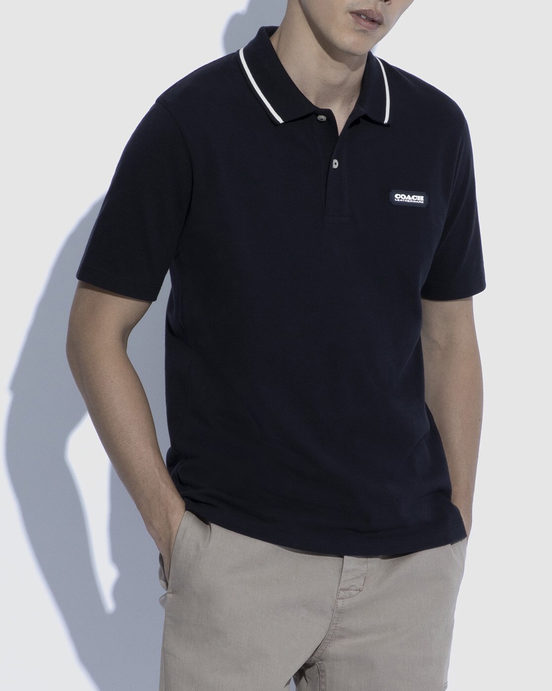 Buy Coach Forever Slim Polo T-shirt with Cutaway Collar | Navy Blue Color  Men | AJIO LUXE