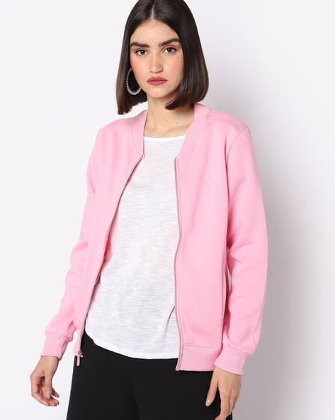 Zip-Front Sweatshirt with Bomber Collar