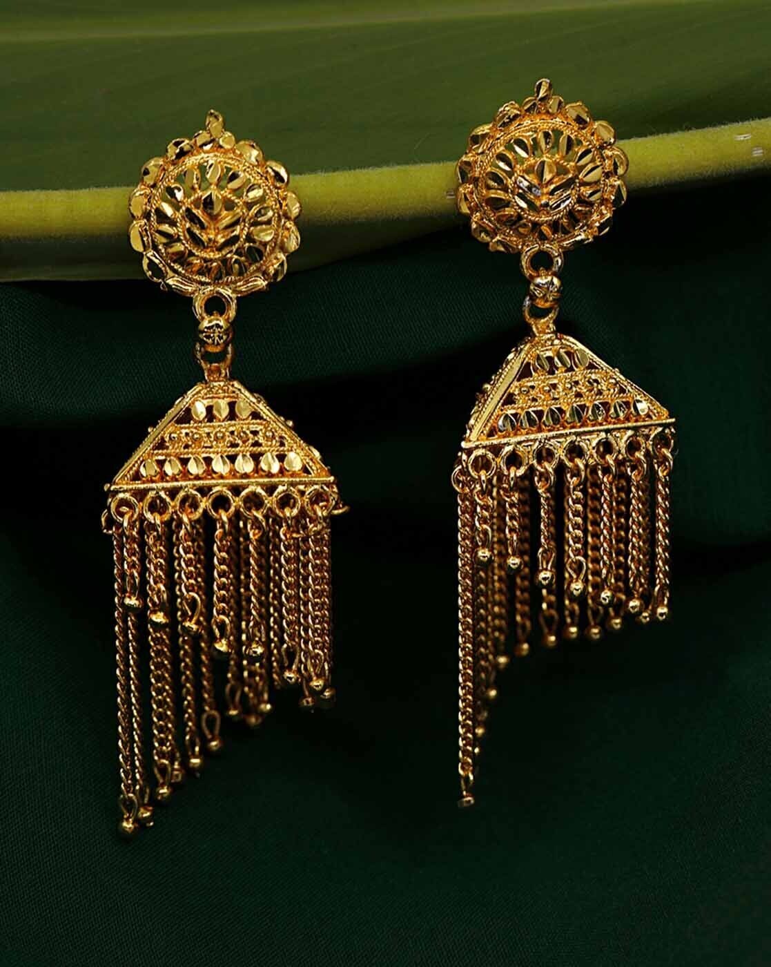 Handmade Square Fabric Jhumki Asian Earrings