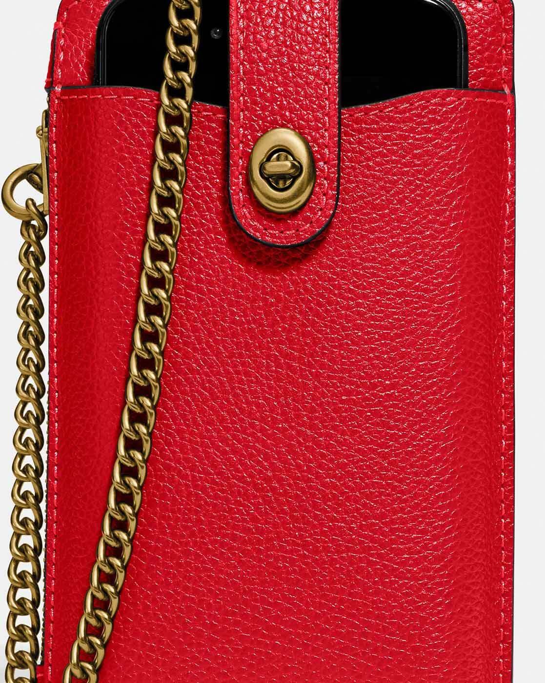 Buy Coach Mobile Case with Metal Chain Strap Red Color Women