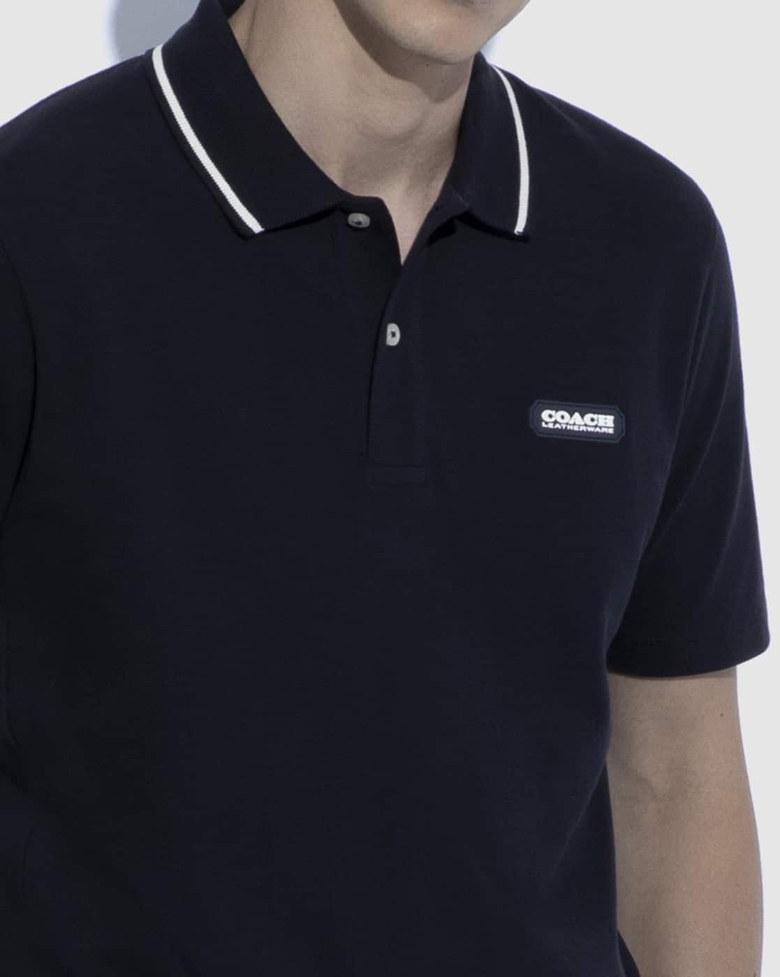 Buy Coach Forever Slim Polo T-shirt with Cutaway Collar Navy