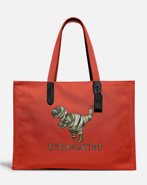 Coach orange best sale tote bag