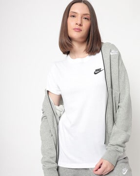 nike white shirt black logo