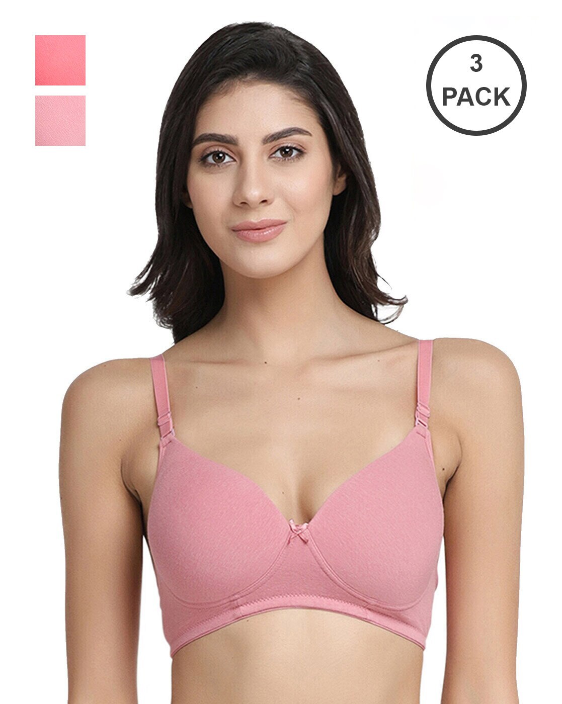 Buy SPIRIT BEAUTY Six Straps Slip on Bra with Light Padded (Pack of 3)  Online at Best Prices in India - JioMart.