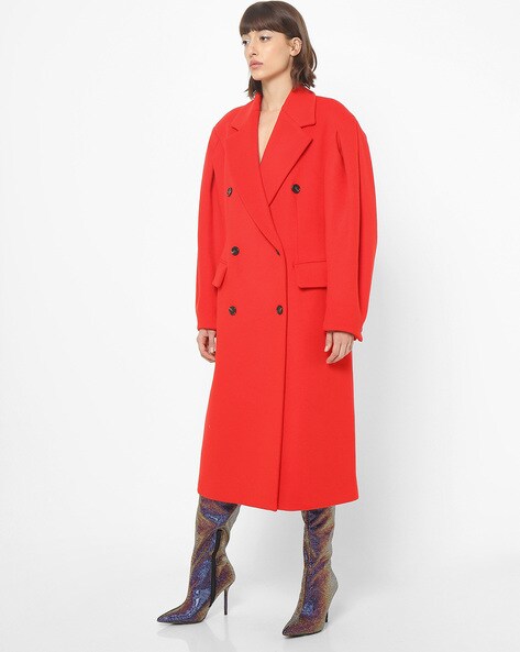 single breasted red coat