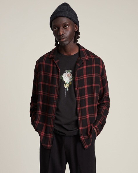 all saints mens check shirt