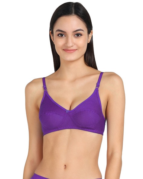 Buy sheBAE Women's Cotton lace Padded Bralette Bra Purple Online at Best  Prices in India - JioMart.
