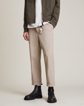 Buy ALL SAINTS Crate Cropped Straight Fit Trousers  Brown Color Men  AJIO  LUXE