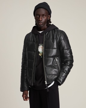 Buy ALL SAINTS Russel Leather Regular Fit Zip Front Puffer