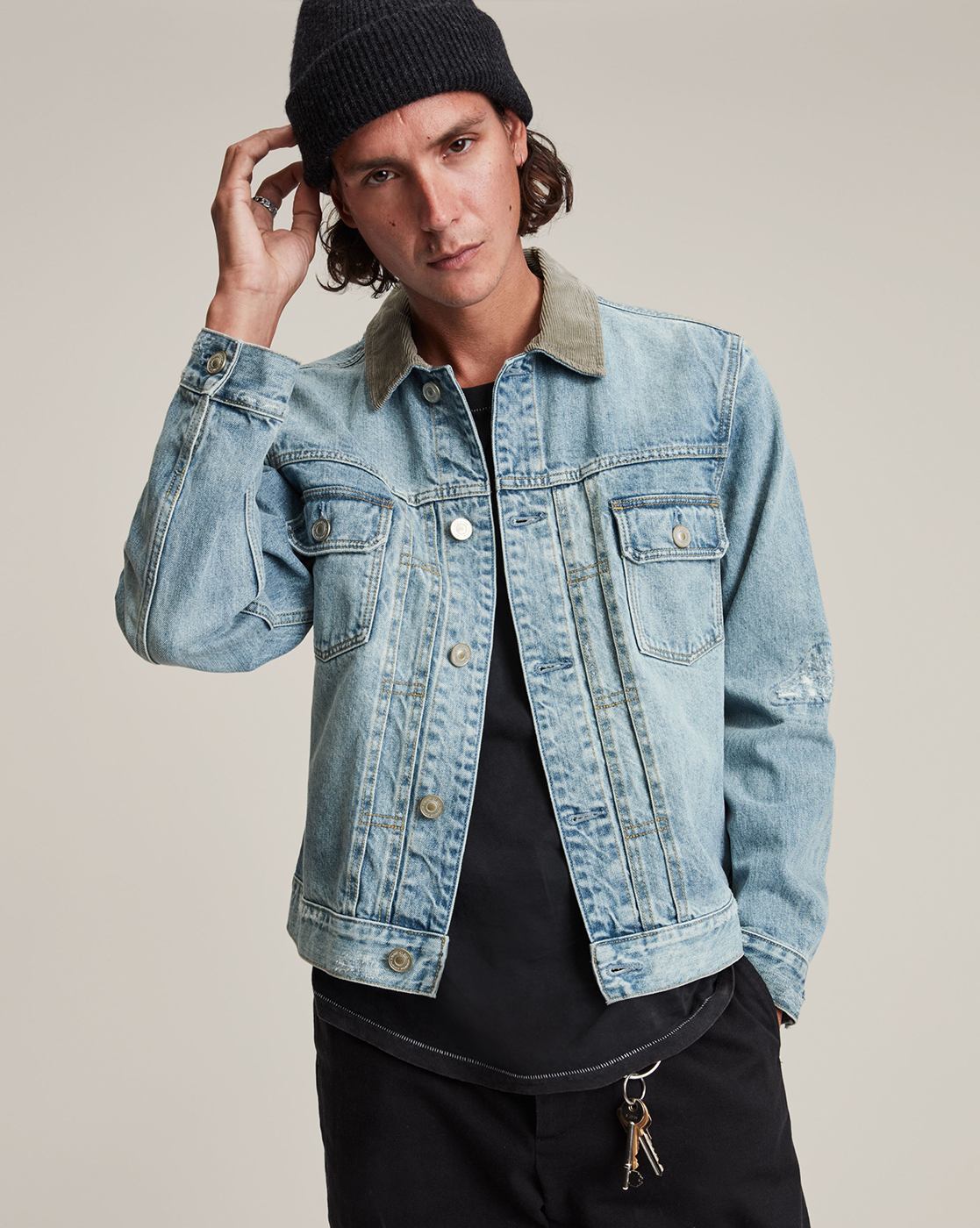 Buy Men's Arte Blue Contrast Stitch Blue Denim Jacket Online | SNITCH