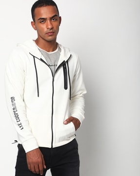 Hoodie White Zipper