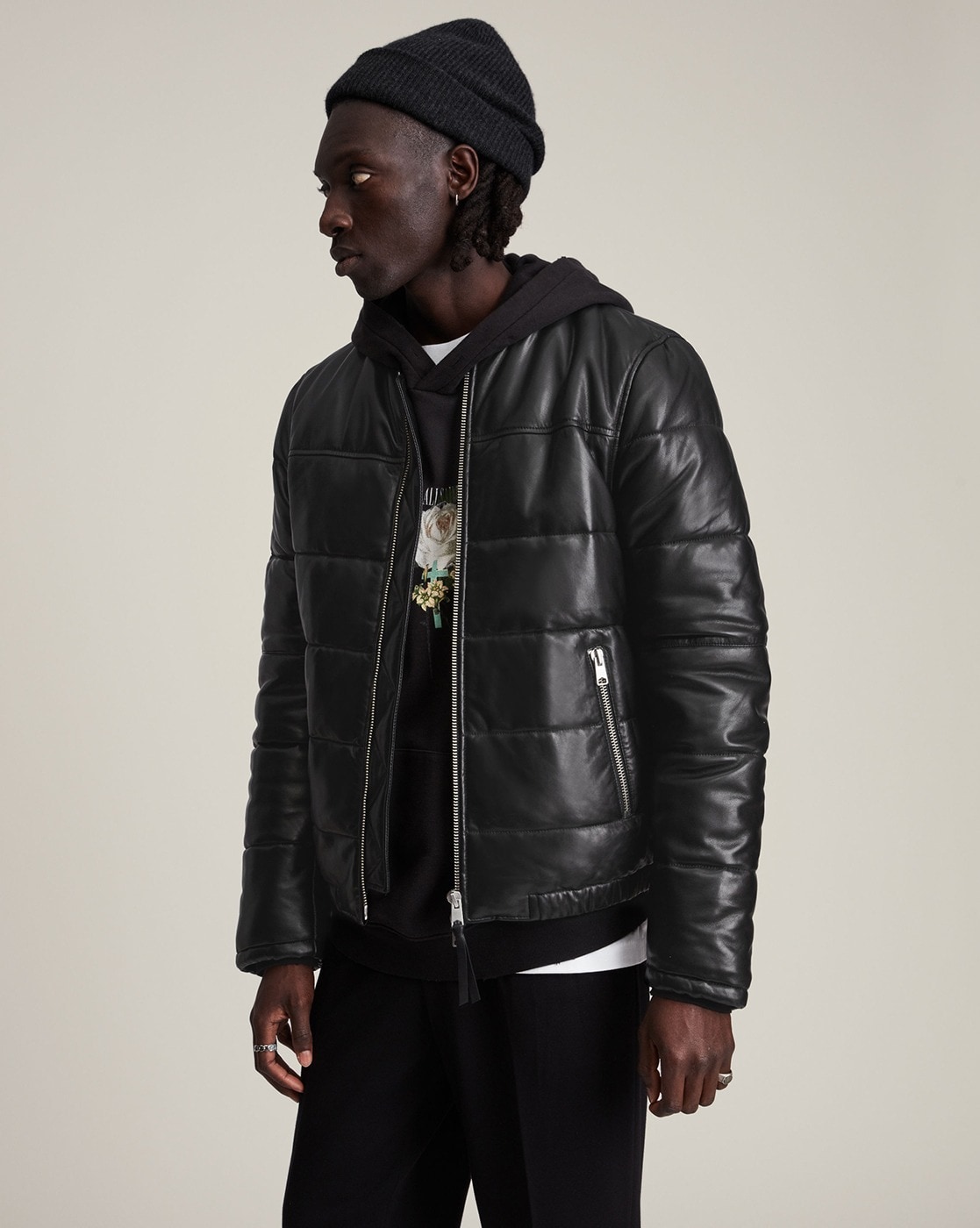 Allsaints coronet cheap leather puffer jacket