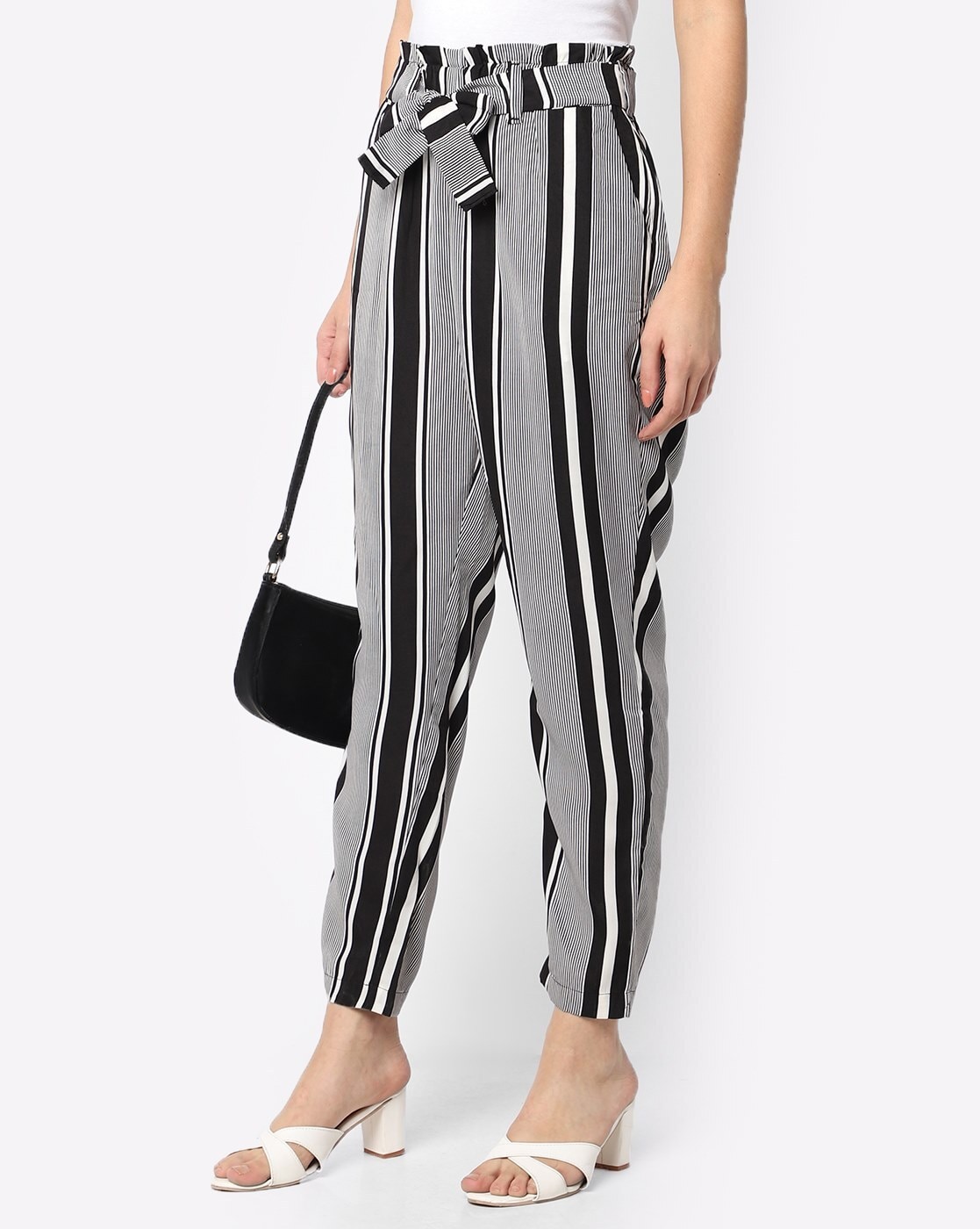 Striped Paper Bag High Waist Pants SPA349B  Style State