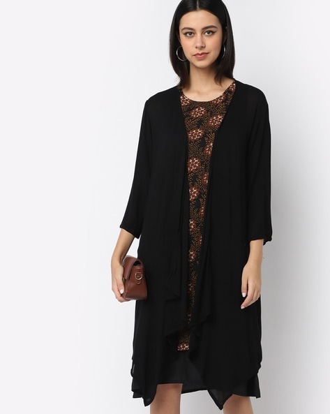 Recap Printed A-line Kurta with Shrug