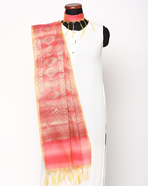 Printed Dual-Tone Dupatta with Tassels Price in India