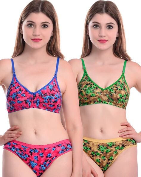Bra & Panty bikini Set With Awesome Design - multicolor