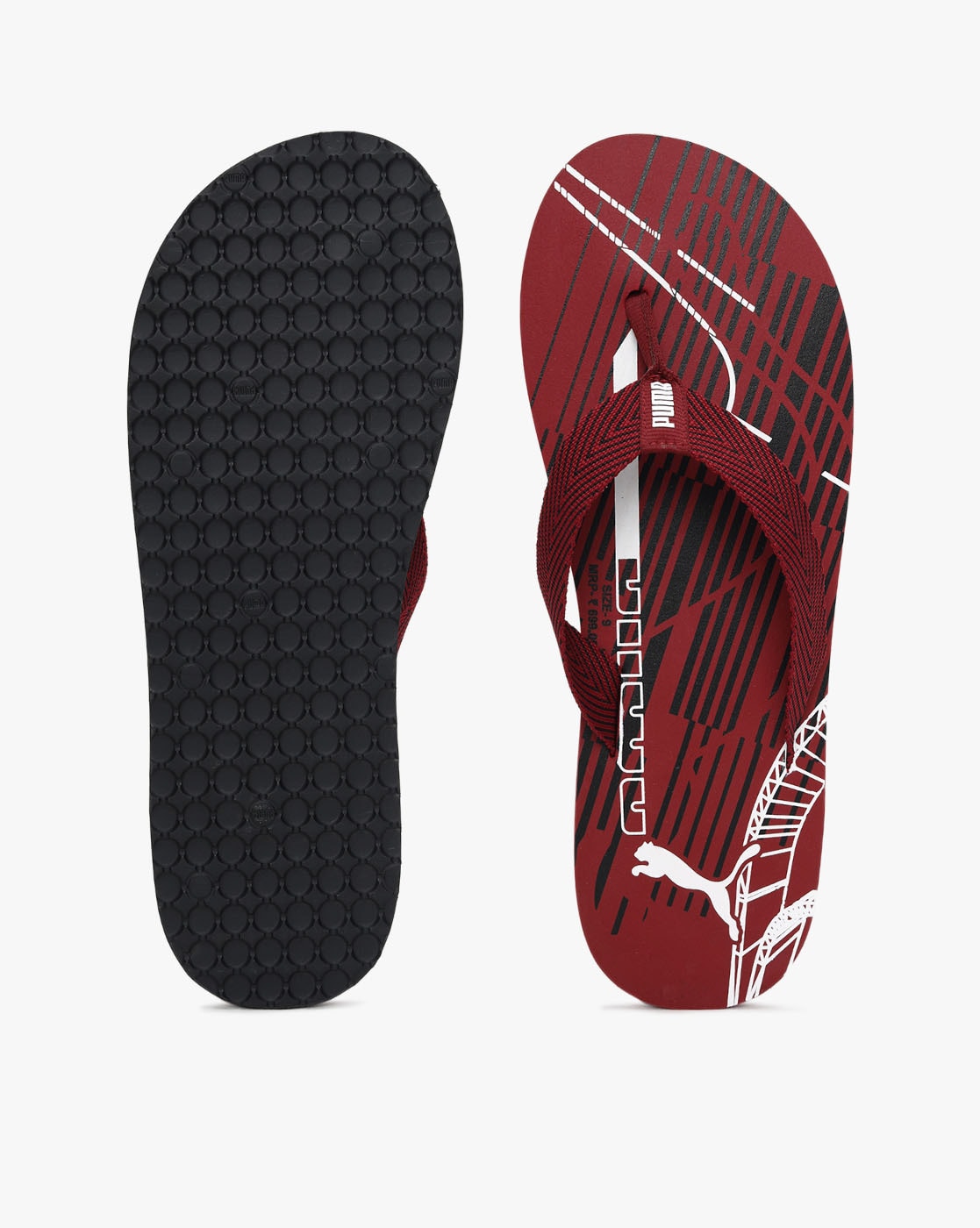 red puma flip flops