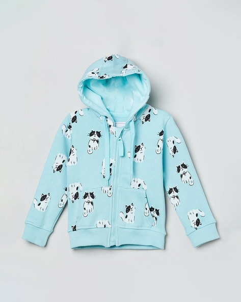 Cat print hotsell hooded sweatshirt