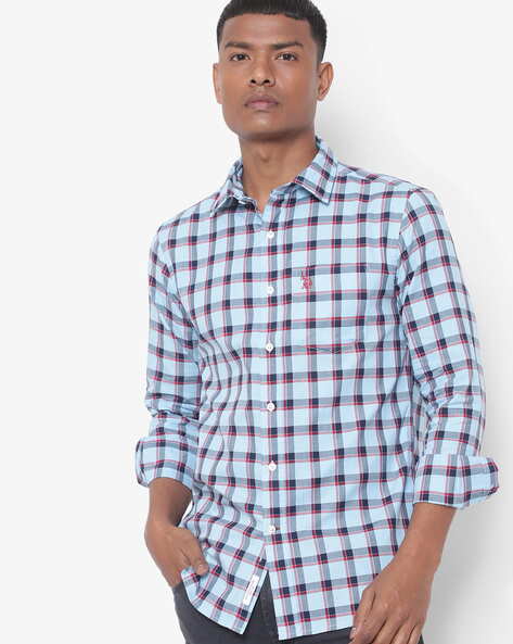 Polo blue and white checkered clearance shirt