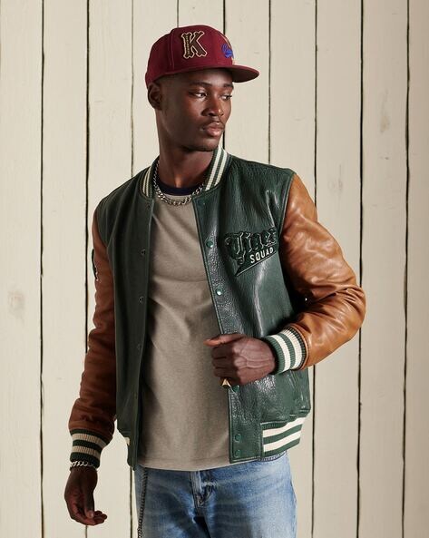 Varsity Classic Navy Brown Jacket