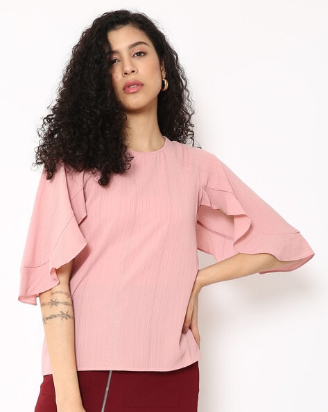 Gipsy Round-Neck Top with Flounce Sleeves