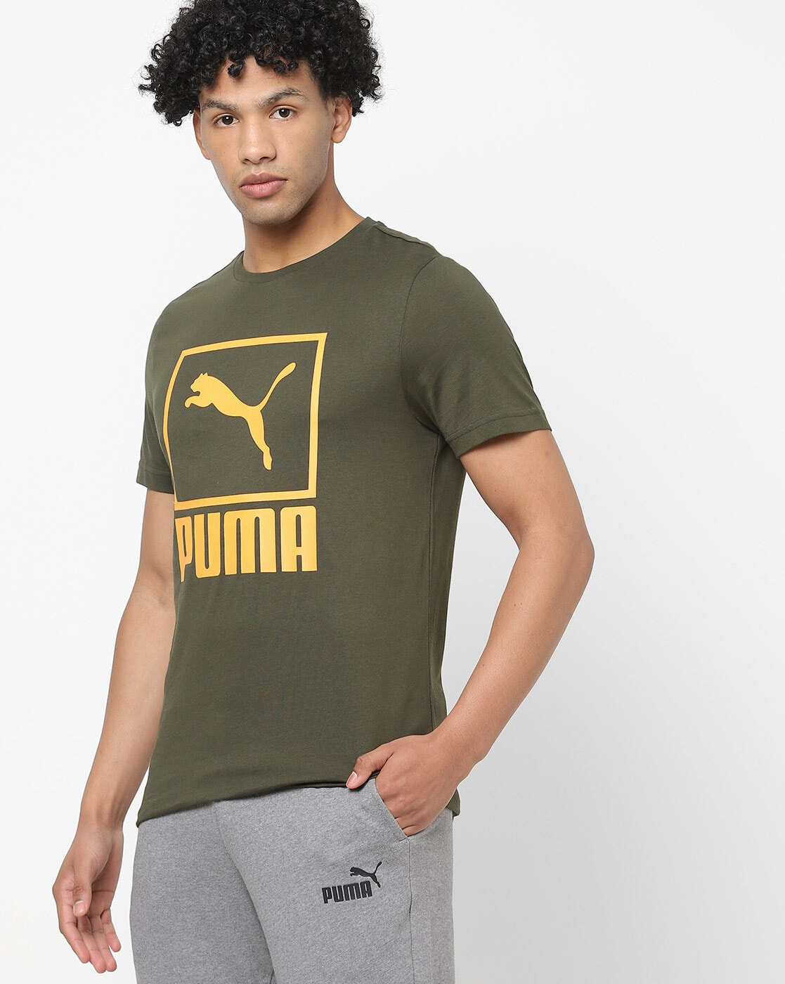 puma olive green t shirt