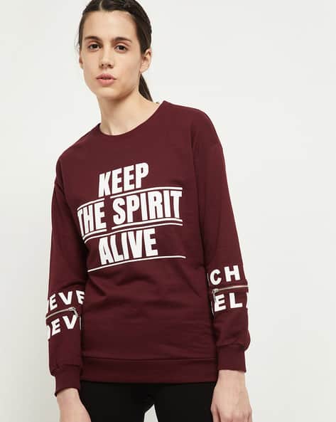 Buy Maroon Sweatshirt Hoodies for Women by MAX Online