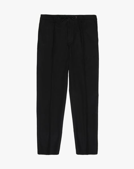 Black micro-pattern wool suit trousers | The Kooples - US