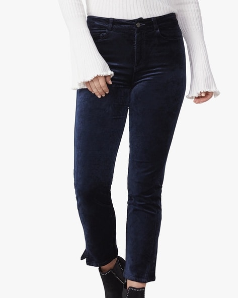 Buy Tokyo Talkies Blue Slim Fit Velvet Jeans - Jeans for Women 1074490 |  Myntra