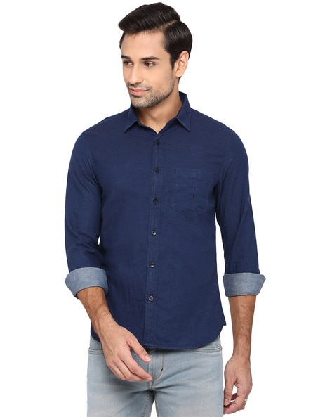 Buy Levis Denim Solid Blue Slim Fit Shirt -G3-MCS7612
