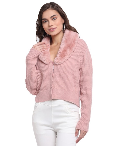 Pink faux fur clearance sweater