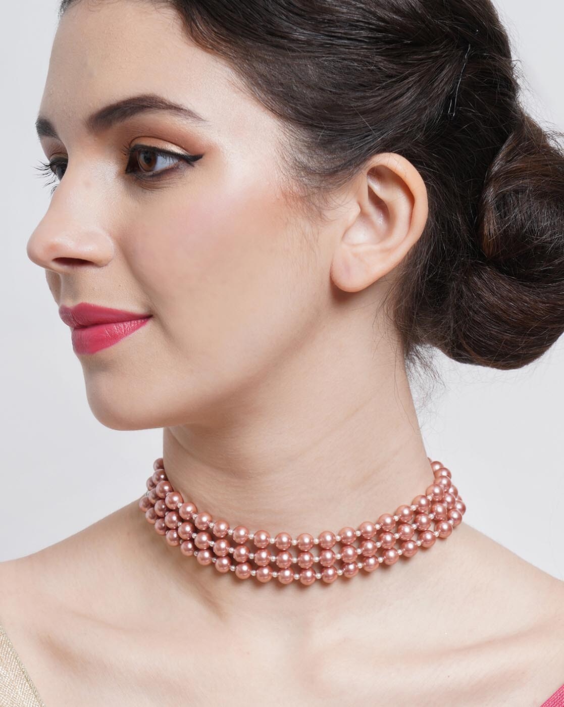 Rose gold hot sale pearl choker