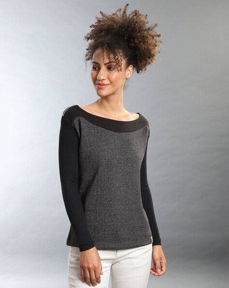 boat neck sweatshirt