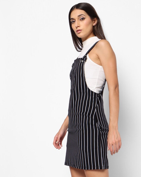 pinstripe dungaree dress