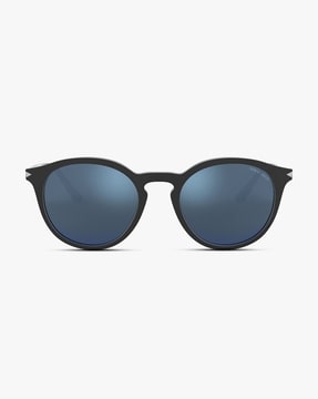 Buy EMPORIO ARMANI 0AR8122504255 Pilot Full-Rim Mirrored Round Sunglasses |  Blue Color Men | AJIO LUXE