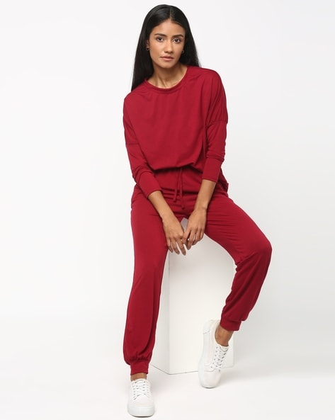 Red jogger best sale set womens