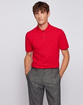 Buy BOSS Cotton Polo T-shirt Red Color Men AJIO LUXE