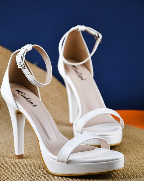 Amazon.com | Mettesally Women's Open Toe Single Band Heeled Sandals Ankle  Strap Platform Sandal Shoes Beige 5 M US | Heeled Sandals