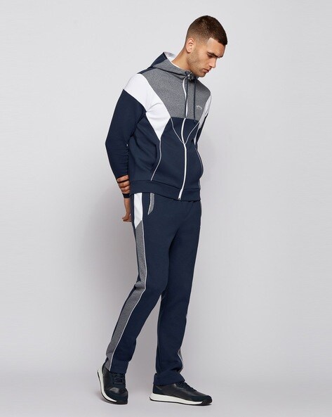 Colourblock Track Pants with Placement Brand Logo