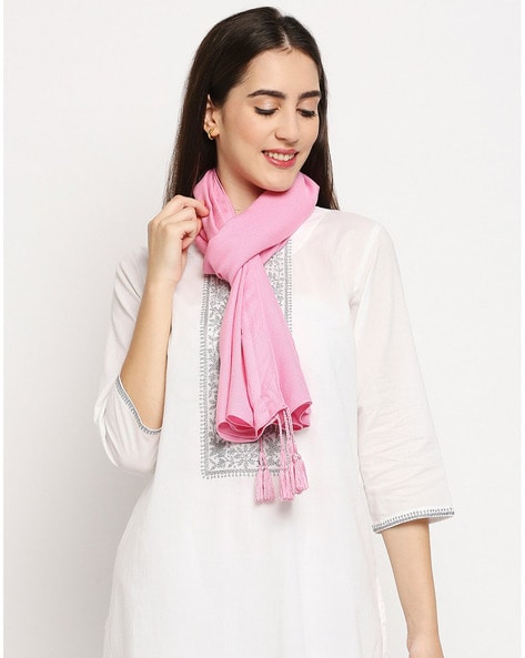 Textured Scarf with Tassels Price in India