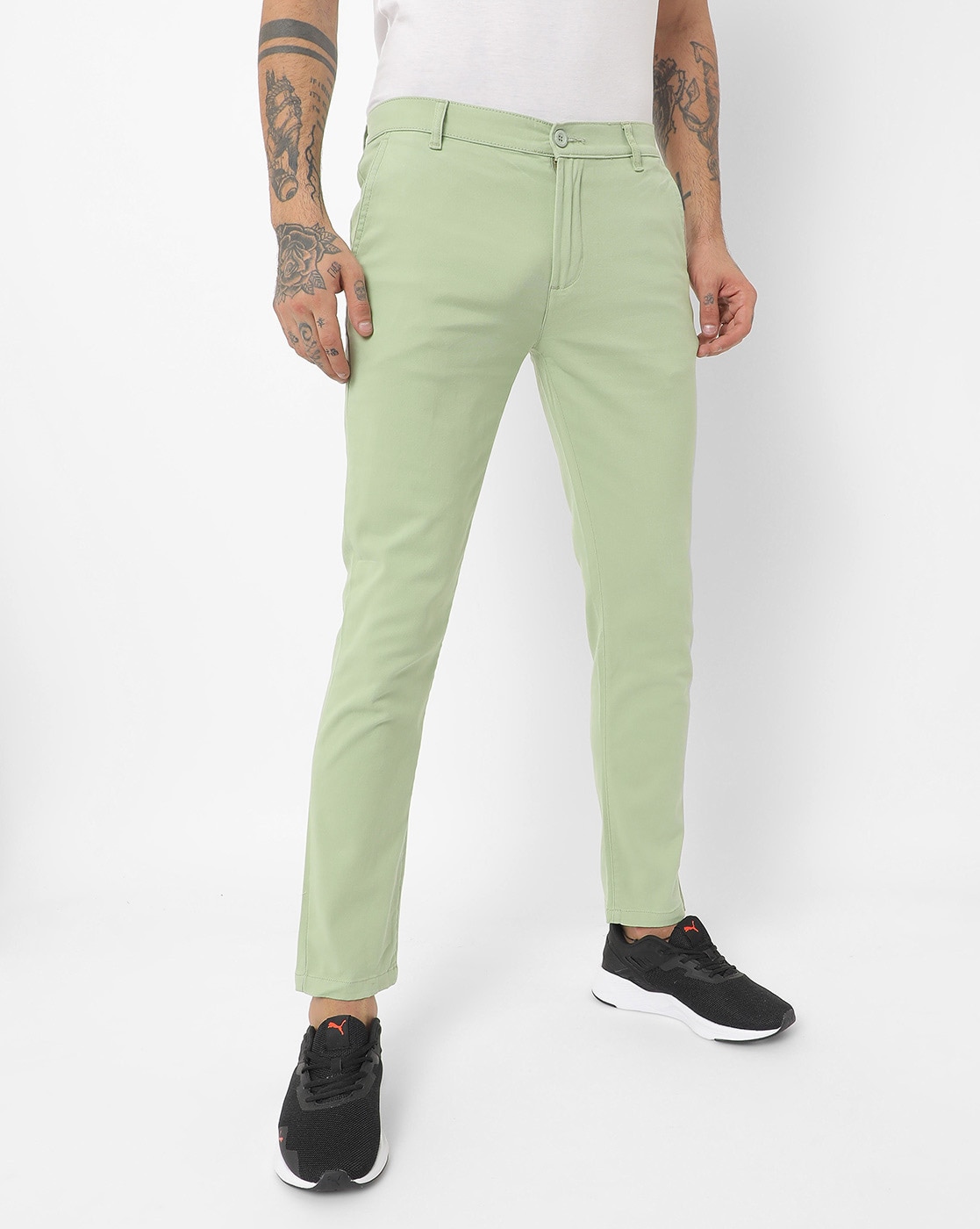 Mens Fully Stretchable Pista Green Pant trouser