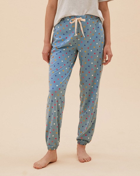 Spot Print Cotton Cuff Jogger Pyjamas