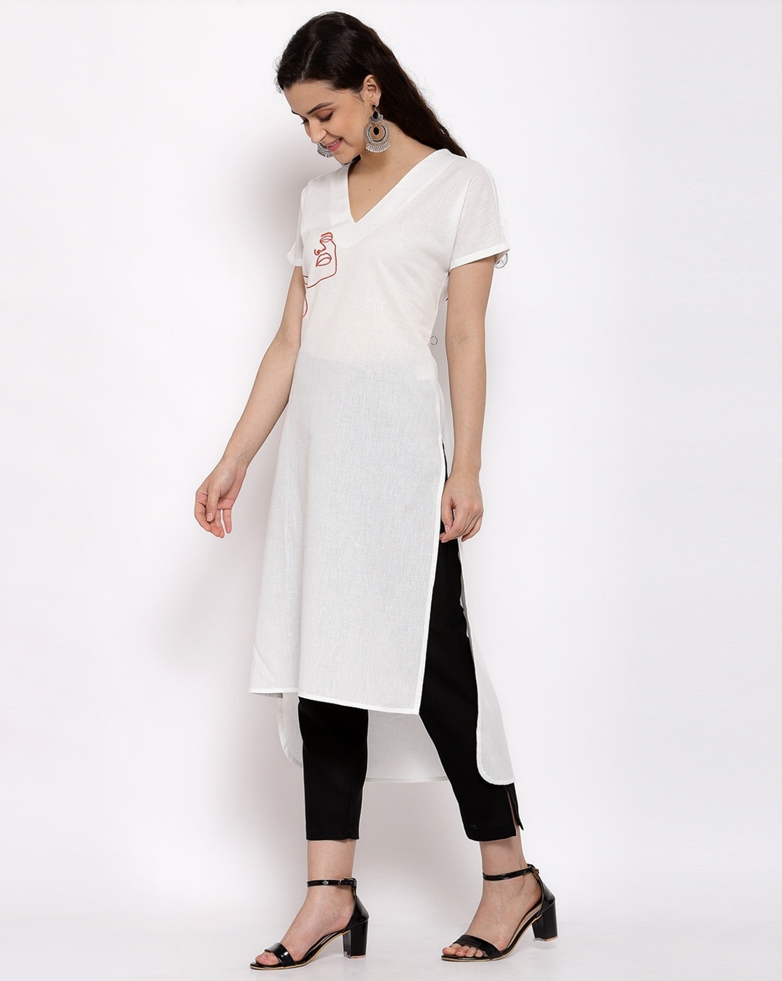 Sayesha White Shirt Collar Women's Cotton Kurti : Amazon.in: Fashion