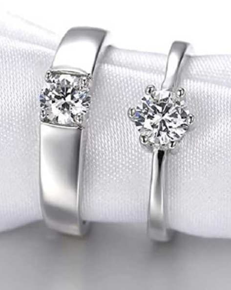 0.02ct Couple Diamond Band in 18kt Solid White Gold His & Her Rings – AVD  JEWELS