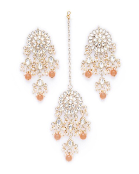 Large Peach Crystal and Rhinestone Chandelier Earrings | 354116 - lmbling