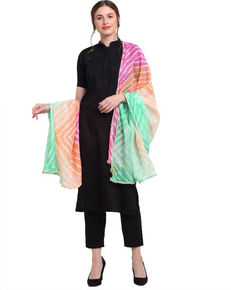 Striped Dupatta with Contrast Border Price in India