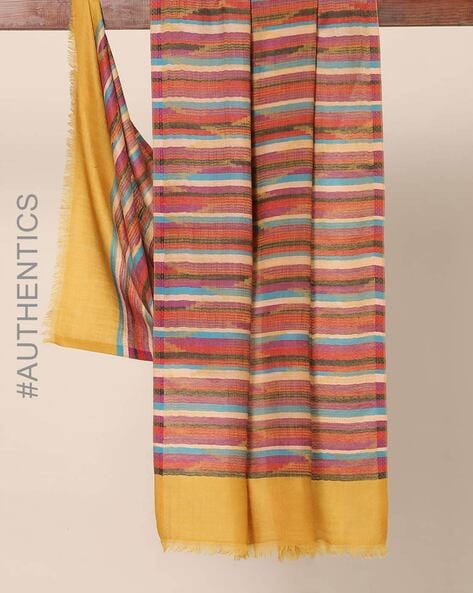 Striped Amritsar Woven Pure Wool Shawl Price in India